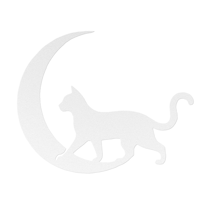 Moonlit Wanderer – The Cat| Artist-Crafted Metal Wall Art| Cat & Crescent Moon Silhouette