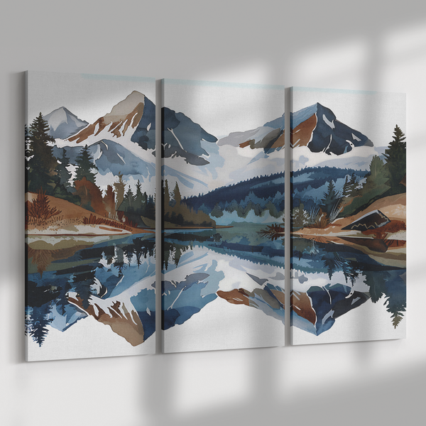 Simple Mountain Life - 3 Piece Matted Canvas