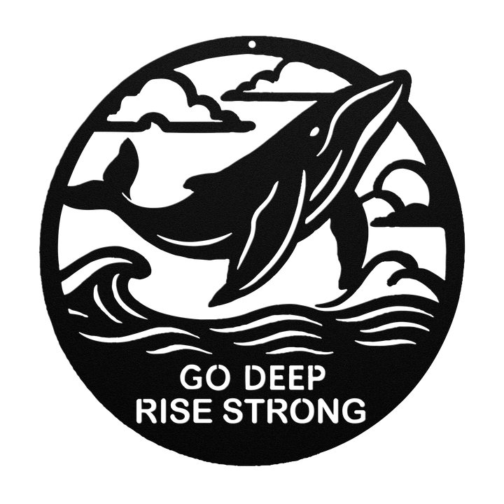 Go Deep, Rise Strong – The Whale | Artist-Crafted Metal Wall Art | Ocean-Inspired Silhouette