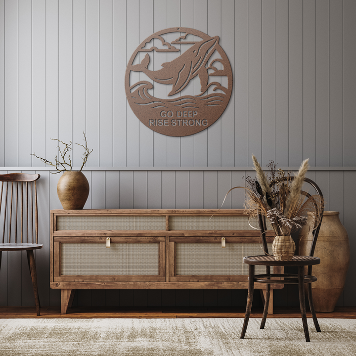 Go Deep, Rise Strong – The Whale | Artist-Crafted Metal Wall Art | Ocean-Inspired Silhouette