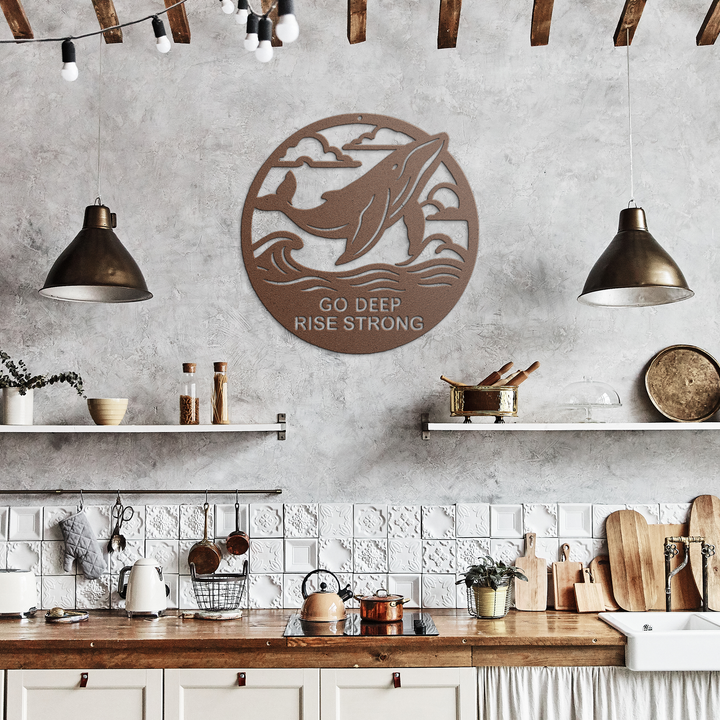Go Deep, Rise Strong – The Whale | Artist-Crafted Metal Wall Art | Ocean-Inspired Silhouette