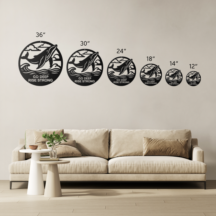Go Deep, Rise Strong – The Whale | Artist-Crafted Metal Wall Art | Ocean-Inspired Silhouette