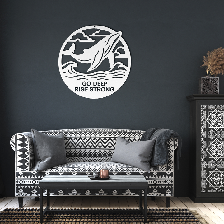 Go Deep, Rise Strong – The Whale | Artist-Crafted Metal Wall Art | Ocean-Inspired Silhouette