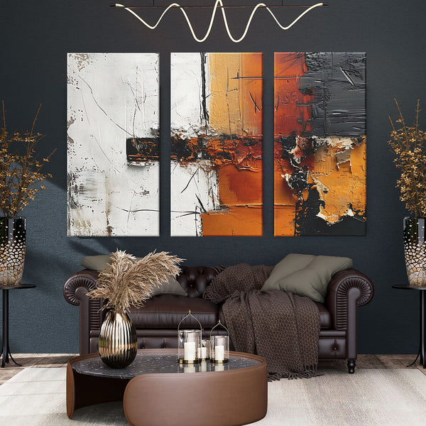 Beautiful Earth Tone Colors - 3 Piece Matted Canvas